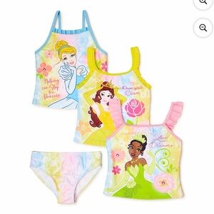Disney Pastel Rainbow Princess Tankini Top - Yellow Pink Blue